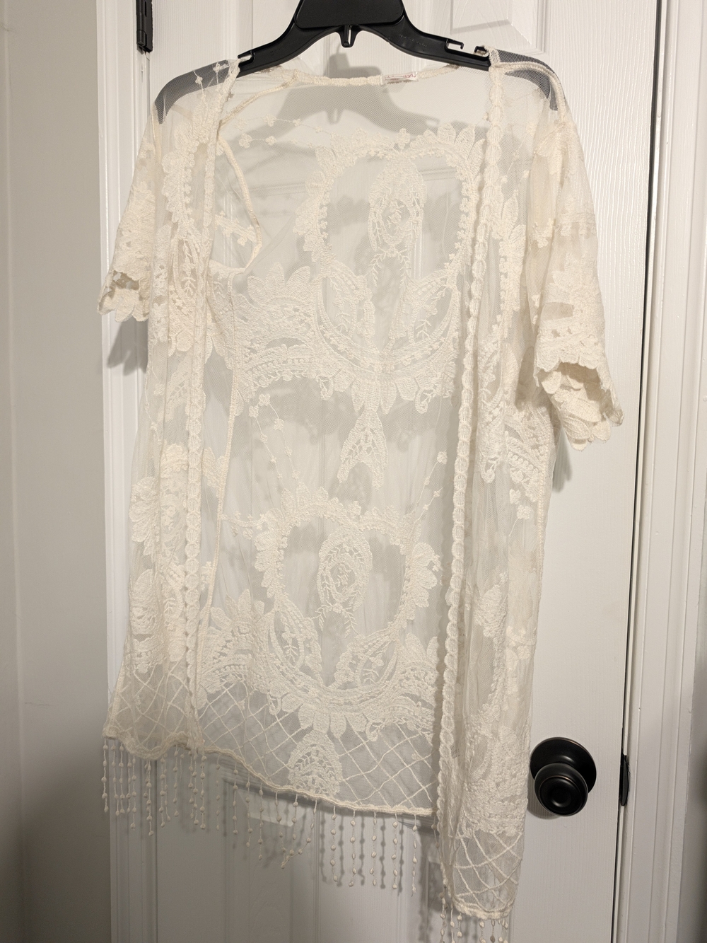 Xhilaration Sheer Lace Kimono Cover-Up in Cream